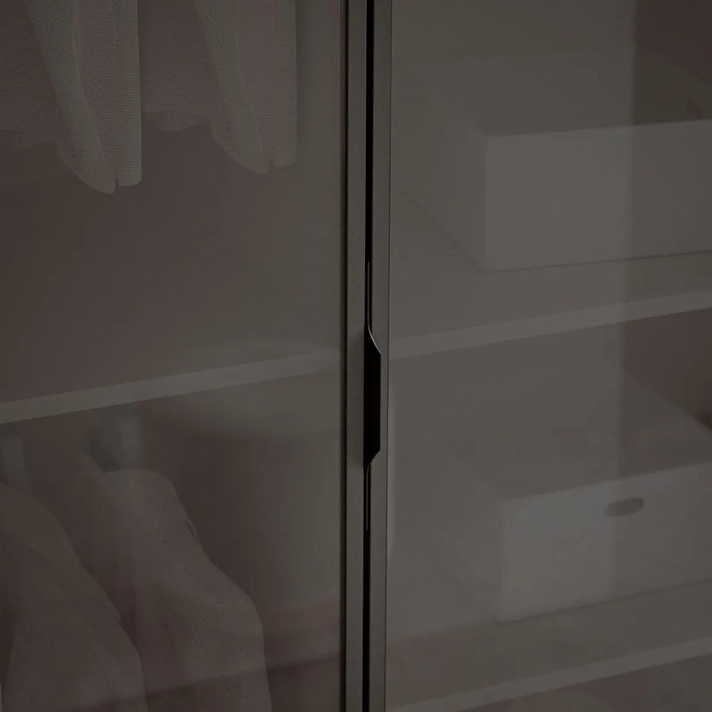 DVOJDVEROVÁ ŠATNÍKOVÁ SKRIŇA AMADEO 100 cm PIESKOVO BÉŽOVÁ + 2 x ČIERNE SKLO