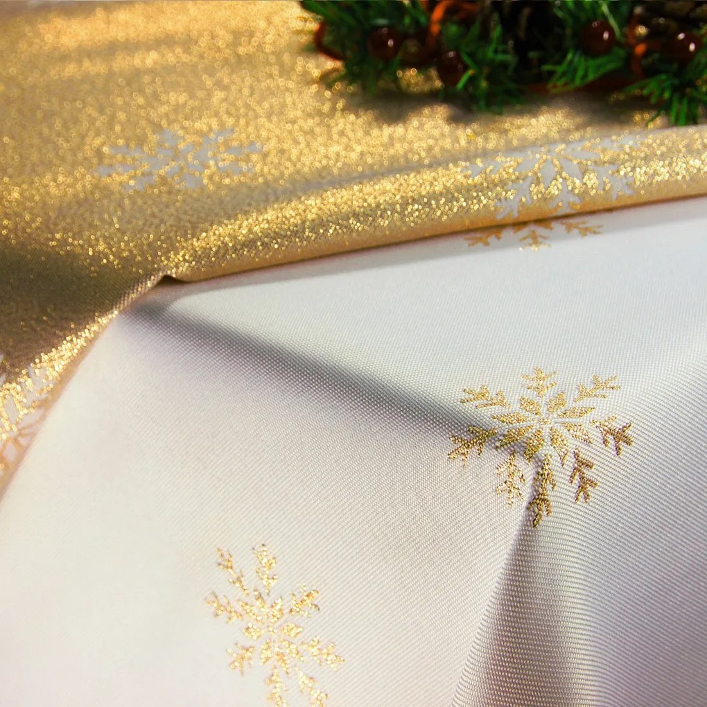 Dekorstudio Luxusný Vianočný obrus s vločkami - zlatý SW13 Rozmer obrusu (šírka x dĺžka): 140x220cm