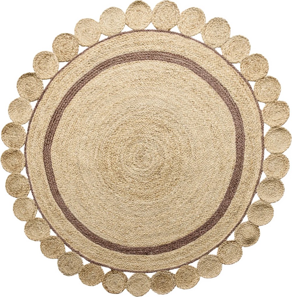 Diamond Carpets India, Ručne viazaný kusový koberec Ora J-28 Natural kruh, 80x80 (priemer) kruh, béžová, chodba / predsieň