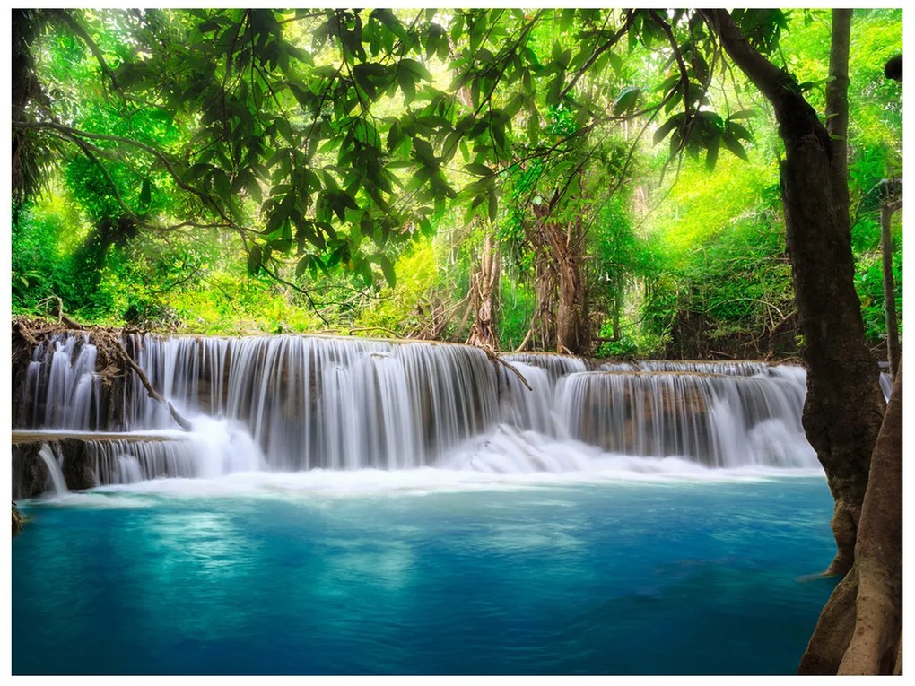 Gario Fototapeta Číry vodopád v džungli Veľkosť: 412 x 248 cm, Materiál: Samolepiaca