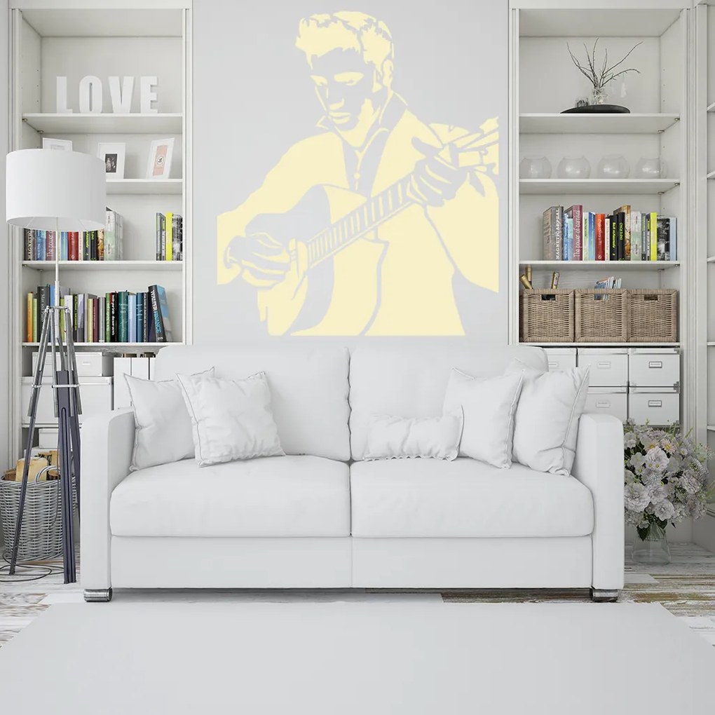 Veselá Stena Samolepka Elvis Presley Farba: oranžová, Veľkosť: 40 x 38 cm