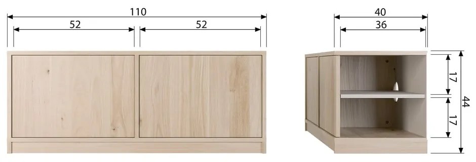 Modulárny TV stolík v dekore duba v prírodnej farbe 110x44 cm Modulair – vtwonen