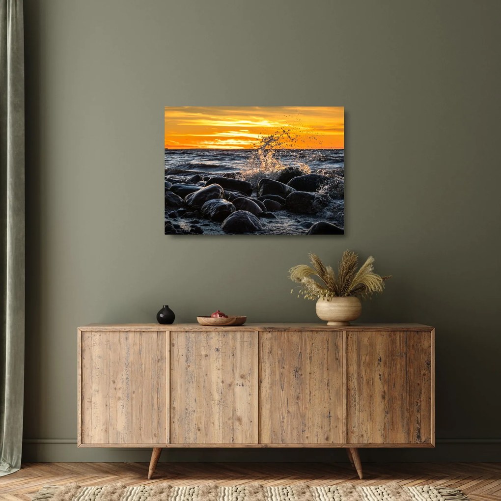 Sklenený obraz morských vĺn (70x50 cm)