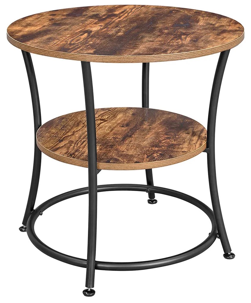 Odkladací stolík TAYLOR Ø 55 cm, rustikálne hnedý