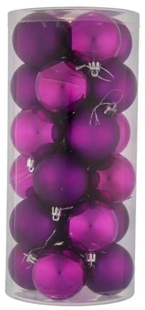 DECOLED Plastové gule, d. 6 cm, fialové, 12 x lesklé, 12 x matné