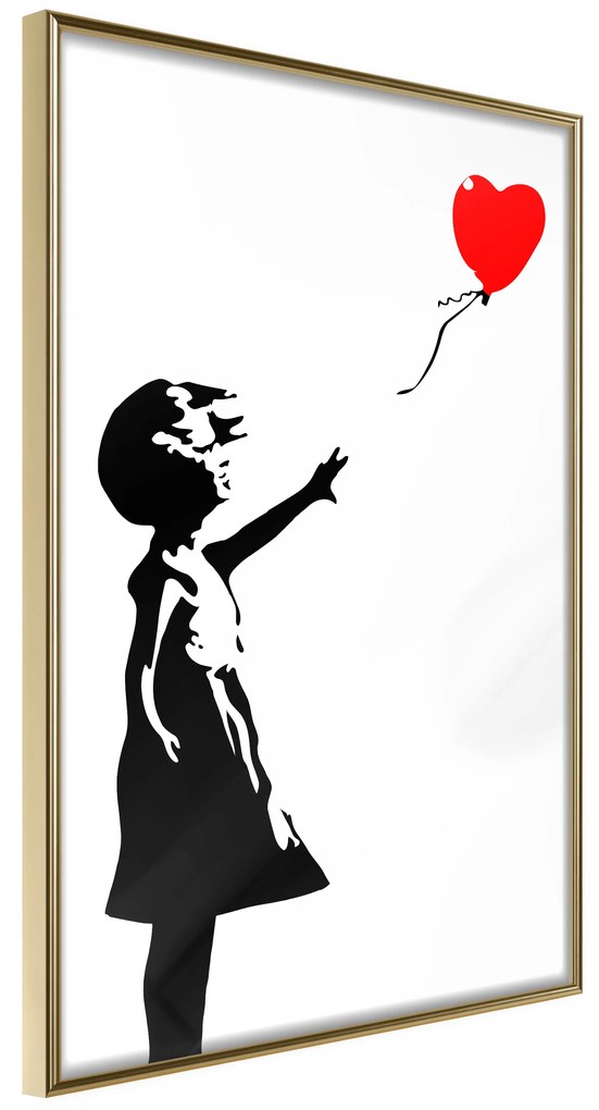 Artgeist Plagát - Little Girl with a Balloon [Poster] Veľkosť: 20x30, Verzia: Čierny rám s passe-partout