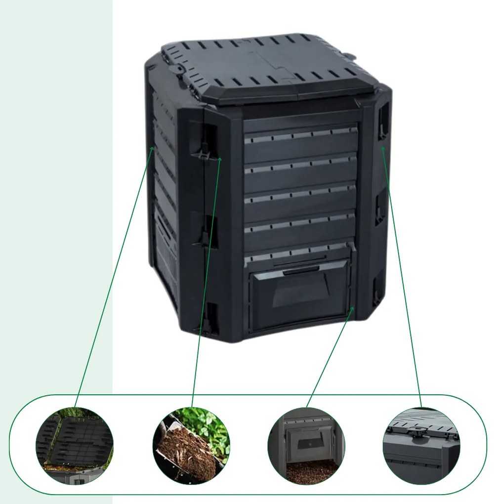 Kompostér COMPOGREEN 380 l, čierna Prosperplast