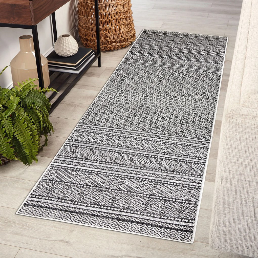 Koberec, behúň SISAL SION aztécky 22168 čierny/ ecru