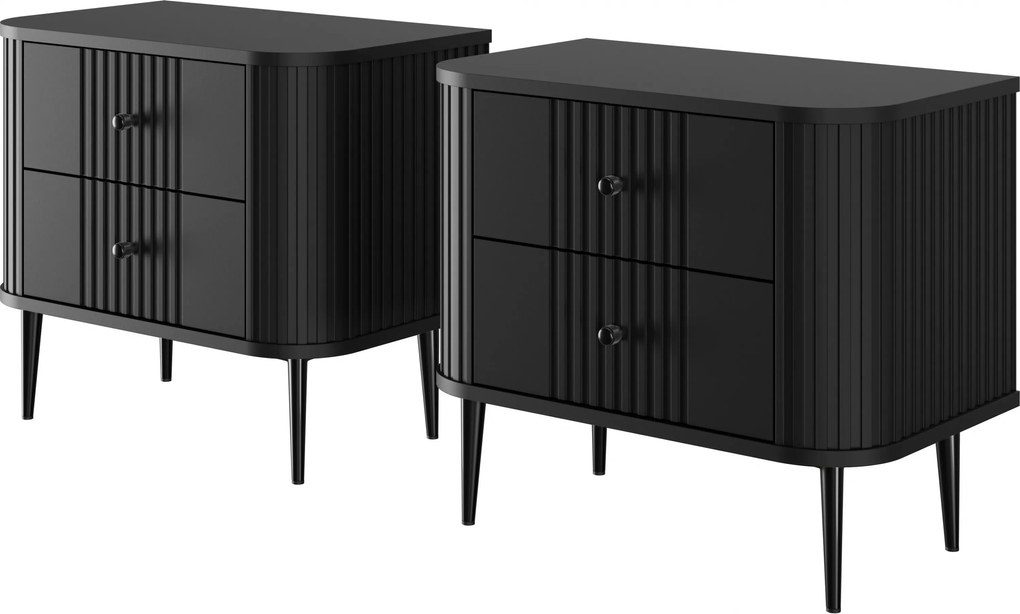 Nočné stolíky Vesper 56 cm - 2 ks - čierna / čierne nožičky