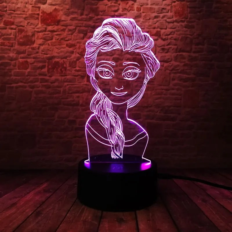 3D LED Lampička Elsa Ledové království