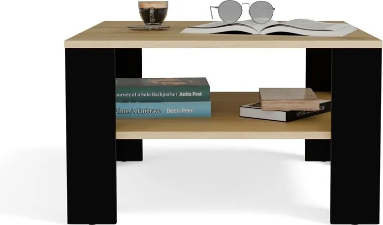 Konferenčný stolík Lawa Square 68 cm dub artisan/čierny