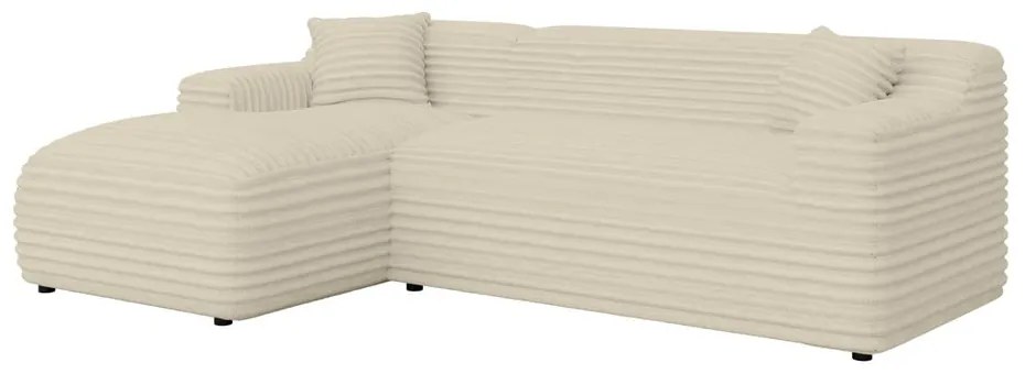 Béžová menčestrová rohová pohovka (ľavý roh/s leňoškou) Martin – Ropez