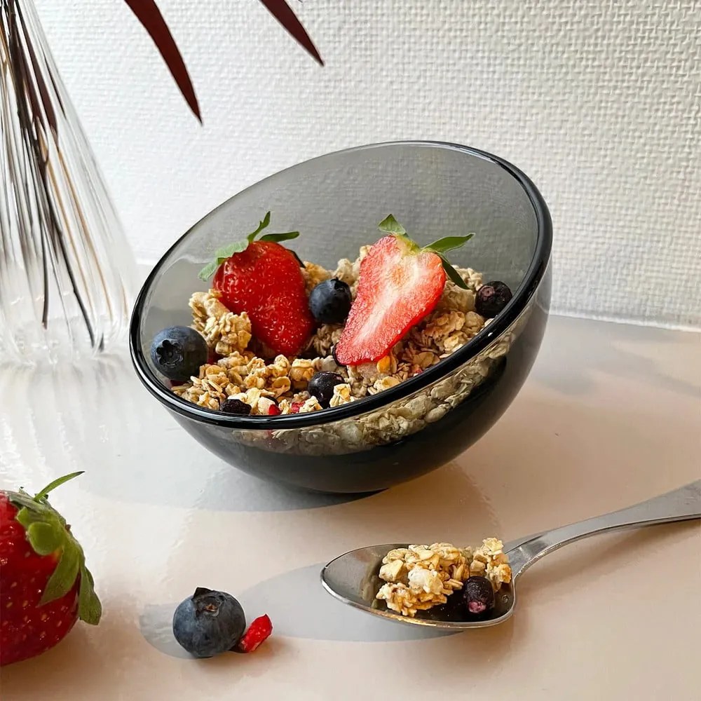 Antracitovosivá sklenená misa La Rochère Bubble