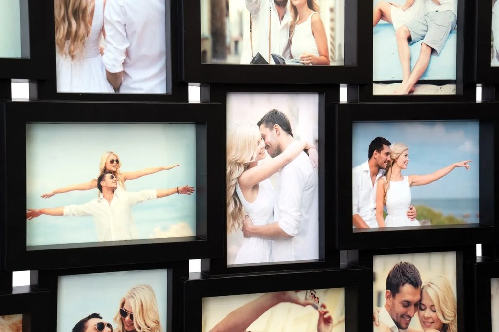 Fotorámik MOKRÁ 87x45 cm 18 fotografií čierny