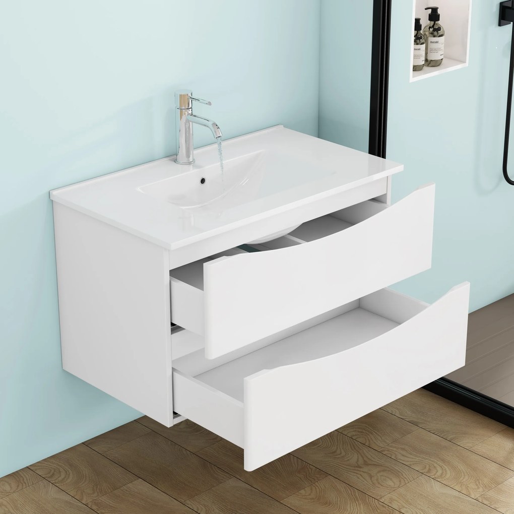 Závesná skrinka pod umývadlo Houseland Nirela 80 cm biela