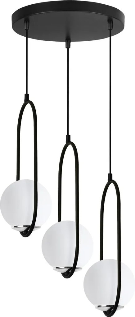 Závesné svietidlo Florence, 3x biele sklenené tienidlo, b/ch, o, U