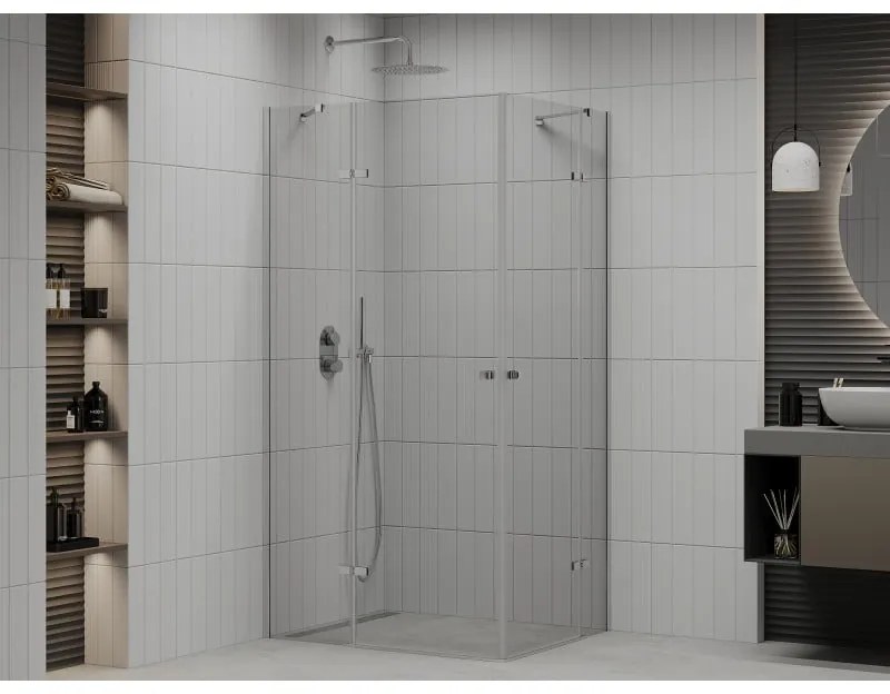 Mexen Roma Duo, sprchovací kút 110 (dvere) x 70 (dvere) cm, 6mm číre sklo, chrómový profil, 854-110-070-02-00