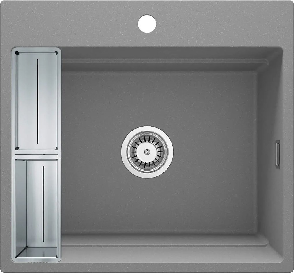Deante Magnetic, 1-komorový granitový drez 560x520x220mm, šedá metalíza, DEA-ZRM_S10A