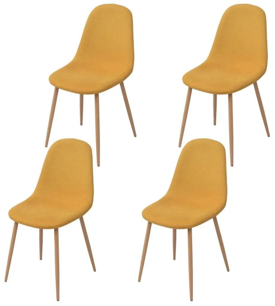 vidaXL Jedálenské stoličky 4 ks, žlté, látka