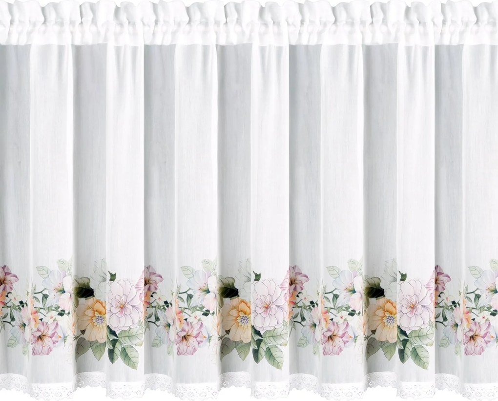 KRÁTKA ZÁCLONA NA PÁSKE FLOWERY 150X60 CM KVETY