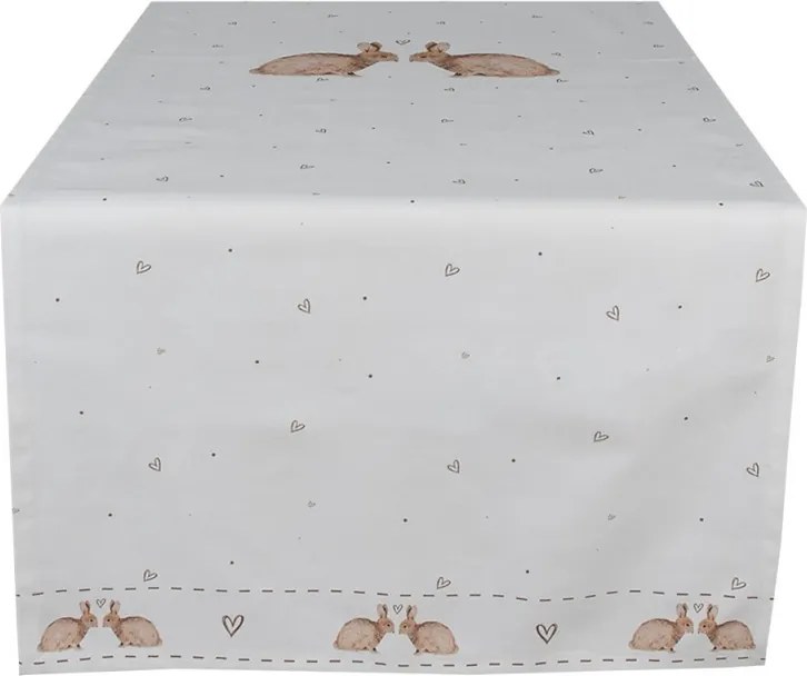 Bavlnený behúň na stôl s motívom zajačikov Bunnies in Love - 50*140cm