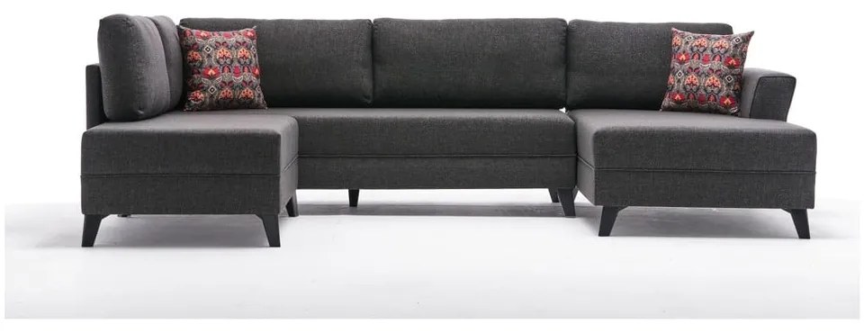 Antracitovosivá rohová pohovka (do tvaru "U") Eris – Balcab Home