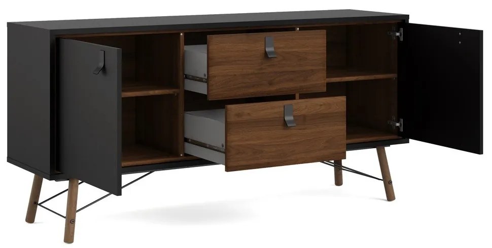 Čierna komoda v dekore orecha 150x72x40 cm Ry – Tvilum