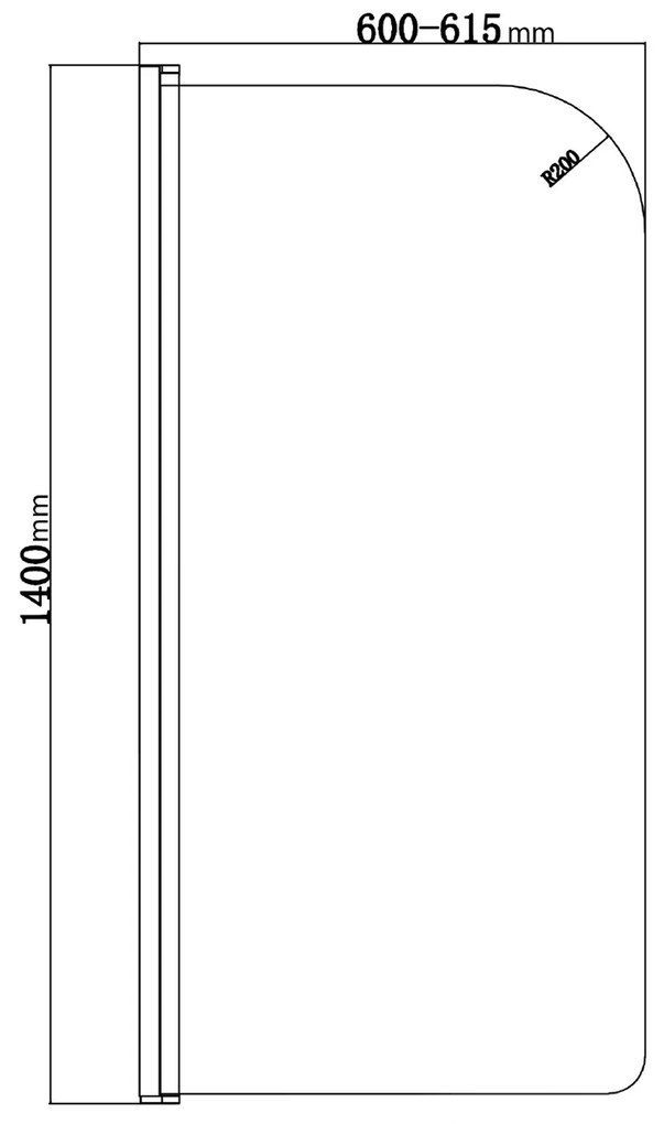 Aqualine Aqualine, VILMA vaňová zástena 600x1400 mm, chrom, číre sklo, AQ6014