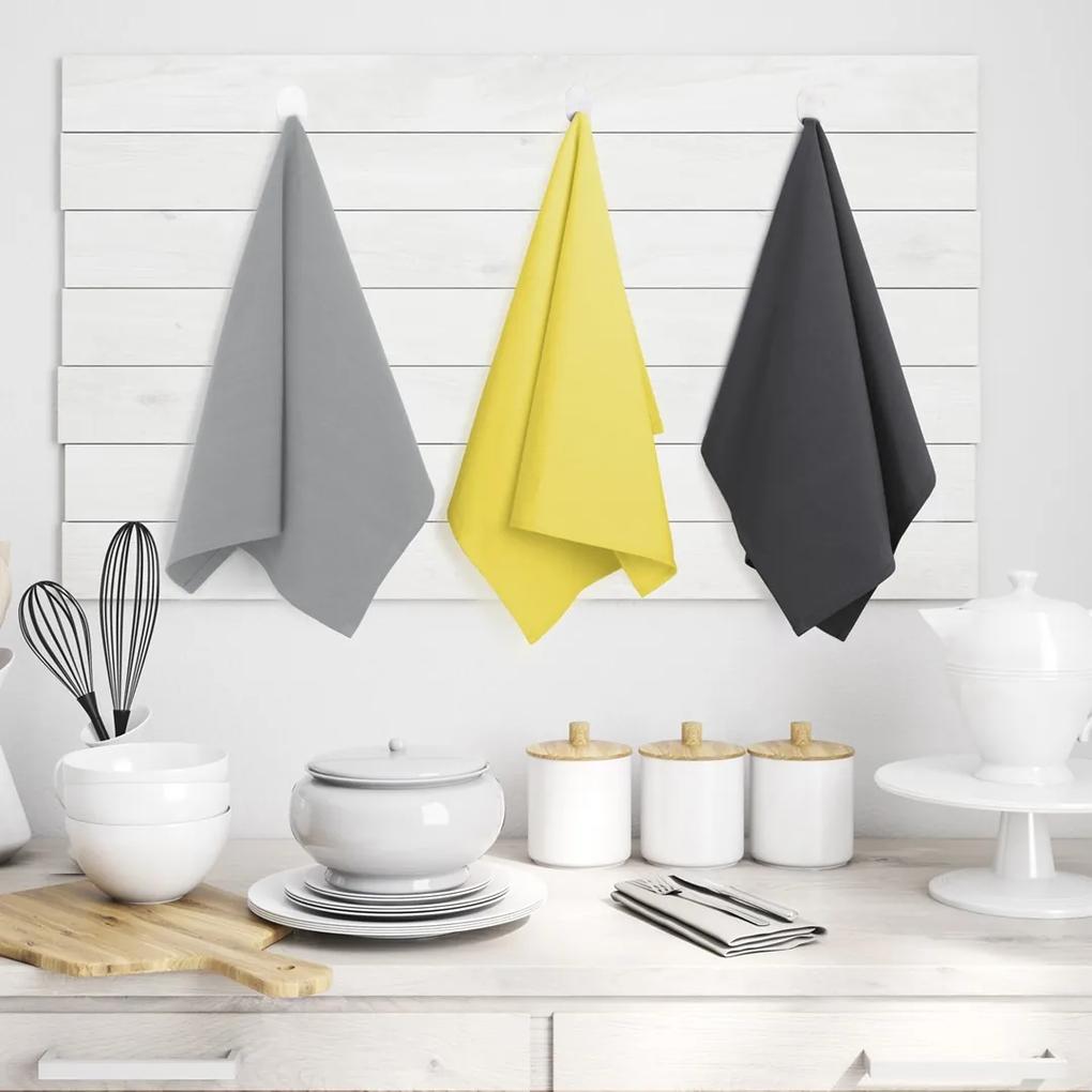 Súprava kuchynských uterákov Letty Plain - 3 ks šedá/žltá