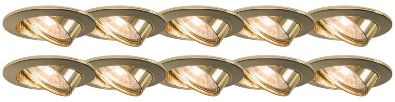 Sada 10 vstavaných bodových svetiel sklápateľných zlatých - Edu