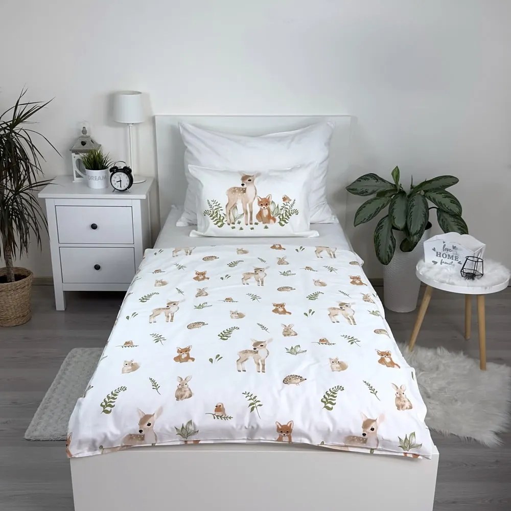 Bielo-hnedé bavlnené detské obliečky do postieľky 100x135 cm Forest Animals – Jerry Fabrics