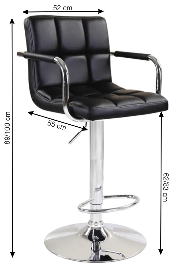 Barová stolička LEORA 2 NEW — ekokoža/chróm, viac farieb Biela