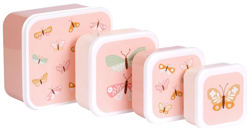 A Little Lovely Company - súprava štyroch desiatových škatuliek - motýliky