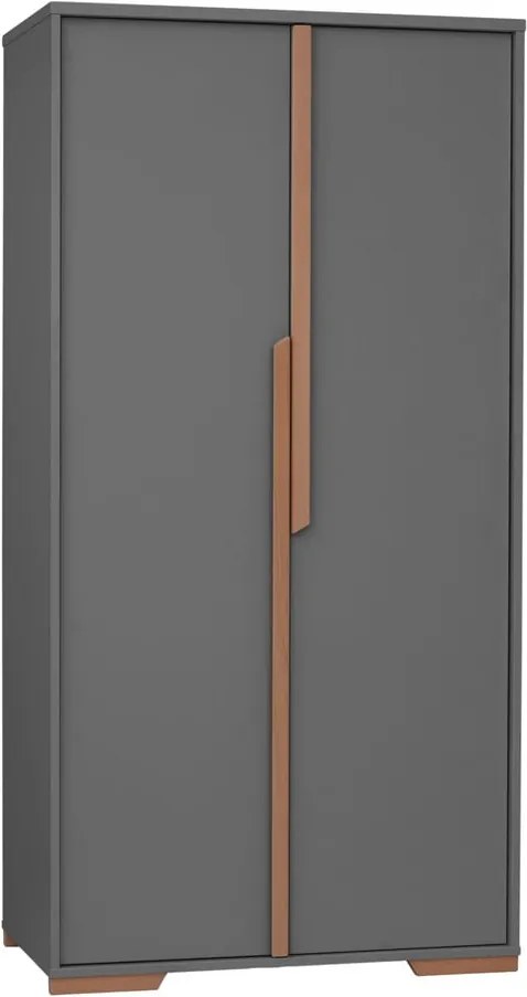 Tmavosivá detská šatníková skriňa Pinio Snap, 98,5 × 195 cm