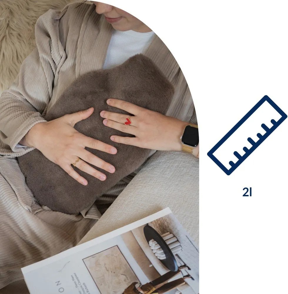 Taupe termofor z mikroplyšu 2 l Warmers – Tiseco Home Studio