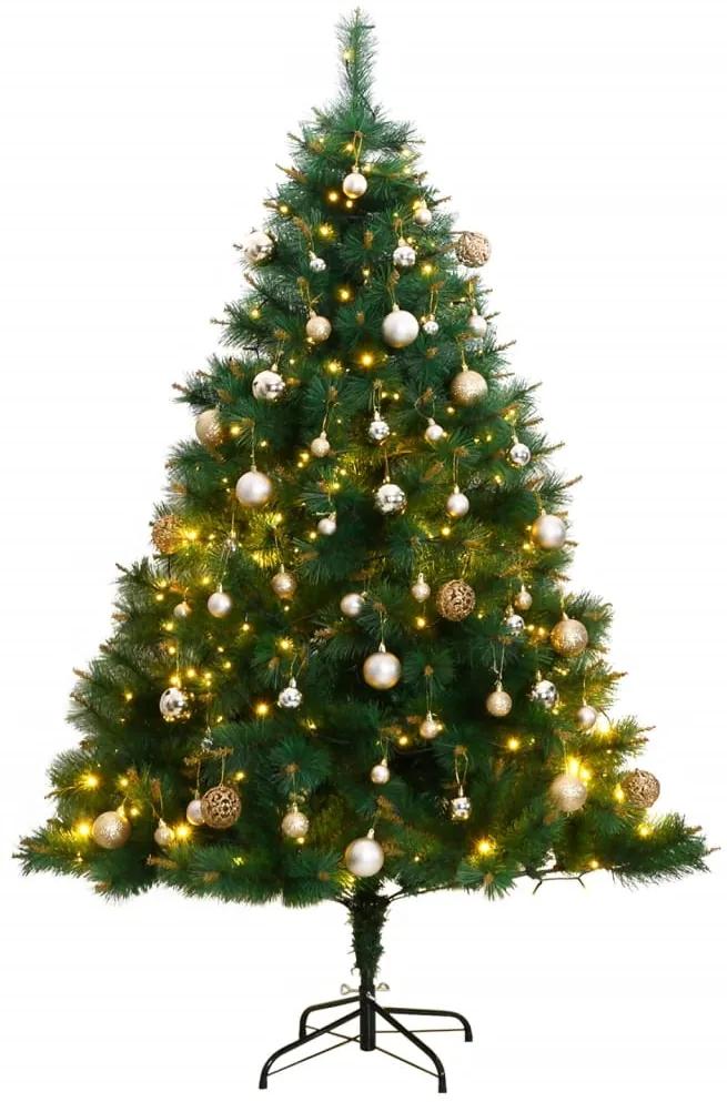 Umelý výklopný vianočný stromček 300 LED a sada gúľ 180 cm 3210368