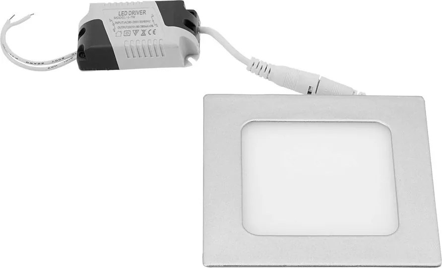 SAPHO - START LED podhľadové svietidlo, 6W, 230V, 120x120mm,denná biela,430lm,strieborná, LDD464