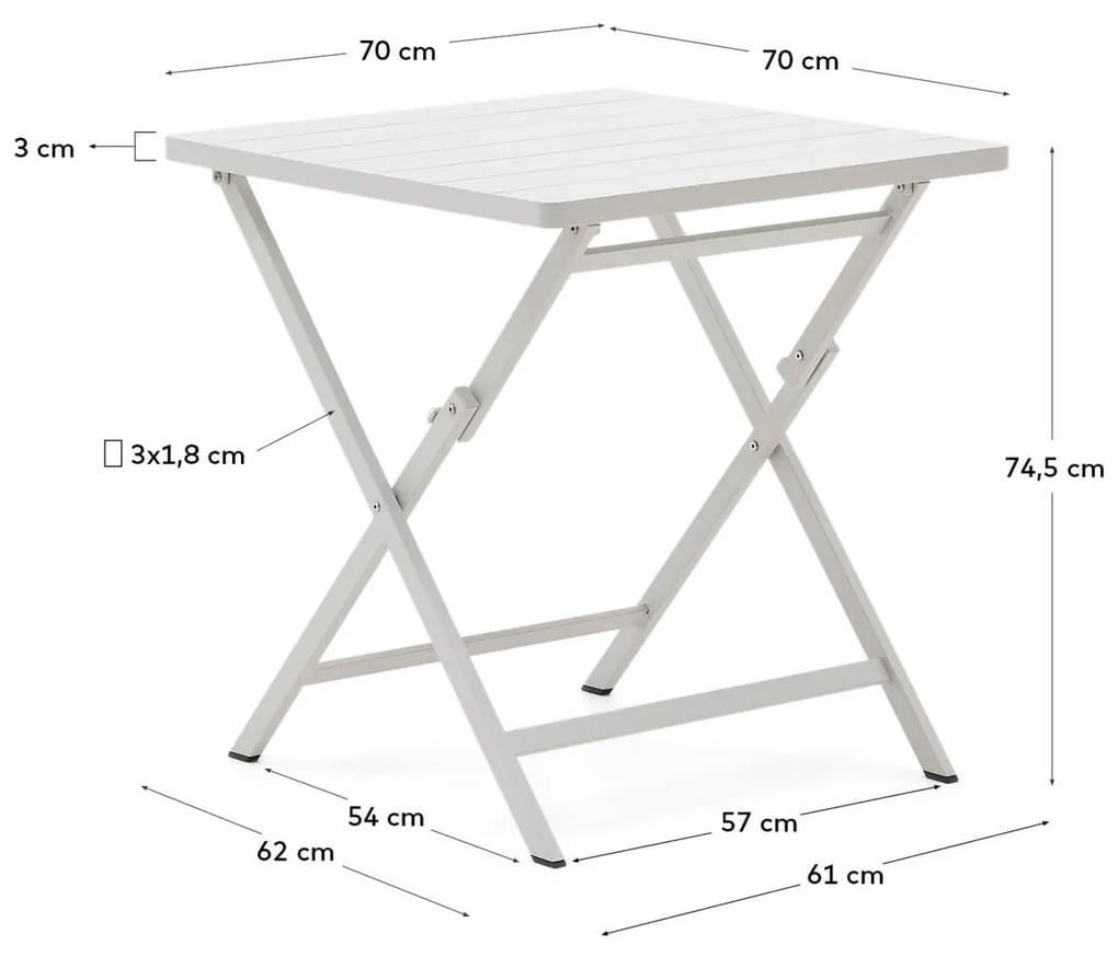 Záhradný skladací stôl retta 70 x 70 cm biely MUZZA