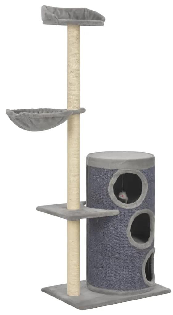 Škrabadlo pre mačky so sisalovými stĺpikmi, sivé 148 cm 170668