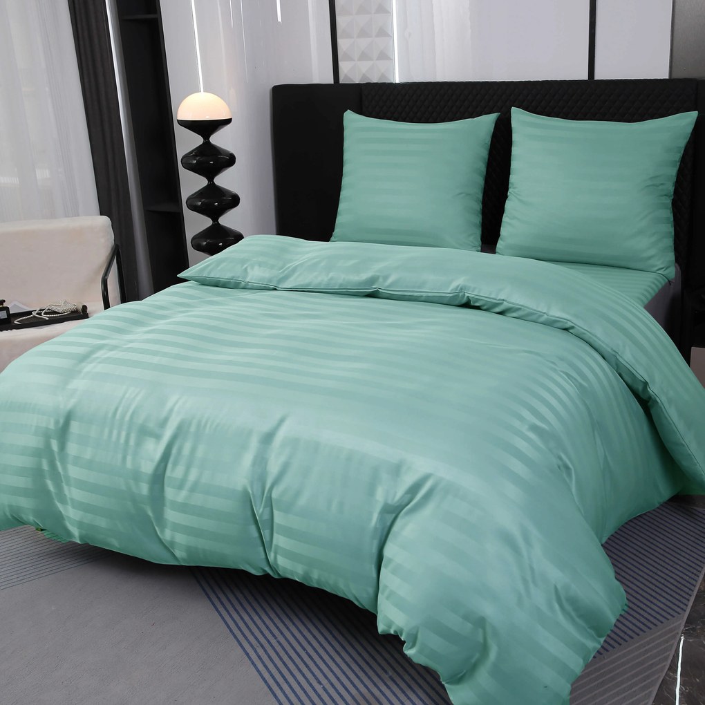 Hotelové obliečky z mikrovlákna JASMINE mentolové - prúžok 2 cm Rozmer obliečok: 2 ks 70 x 80 cm | 160 x 200 cm