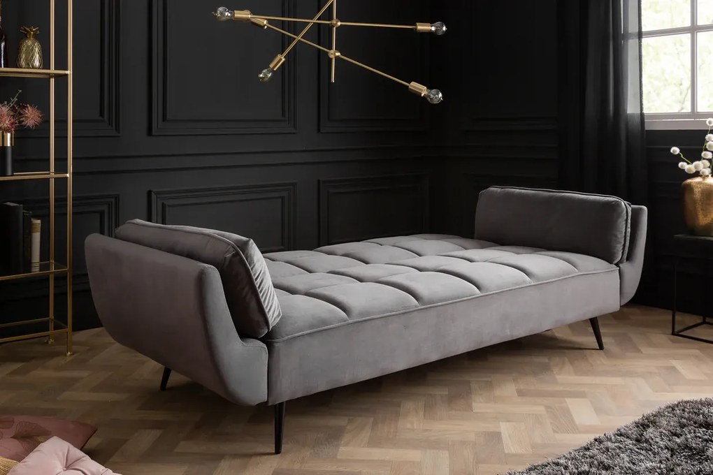 Rozkladacia pohovka BOUTIQUE 215 cm zamatová sivá