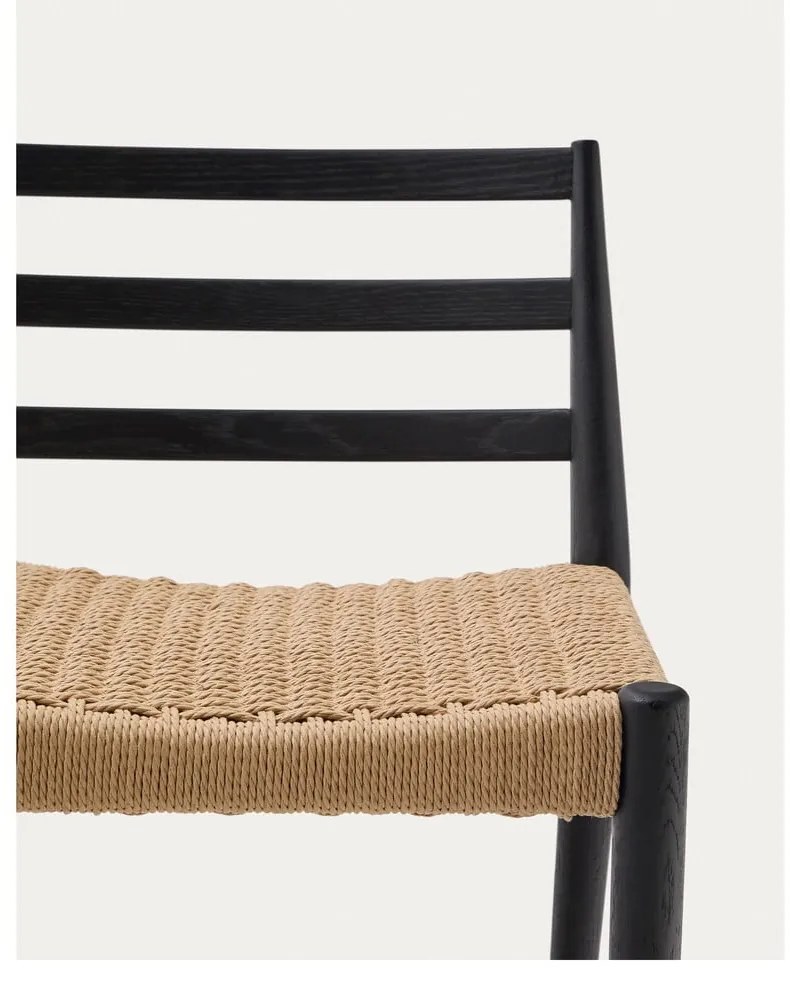 Čierna/v prírodnej farbe barová stolička z dubového dreva (výška sedadla 70 cm) Analy – Kave Home