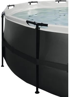 Nadzemný bazén rámový EXIT Black Leather Style ø450 x 122 cm dizajn kože s pieskovou filtráciou a rebríkom čierny