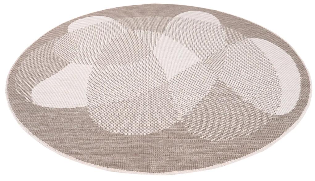 Dekorstudio Obojstranný okrúhly koberec na terasu DuoRug 5835 - béžový Priemer koberca: 160cm