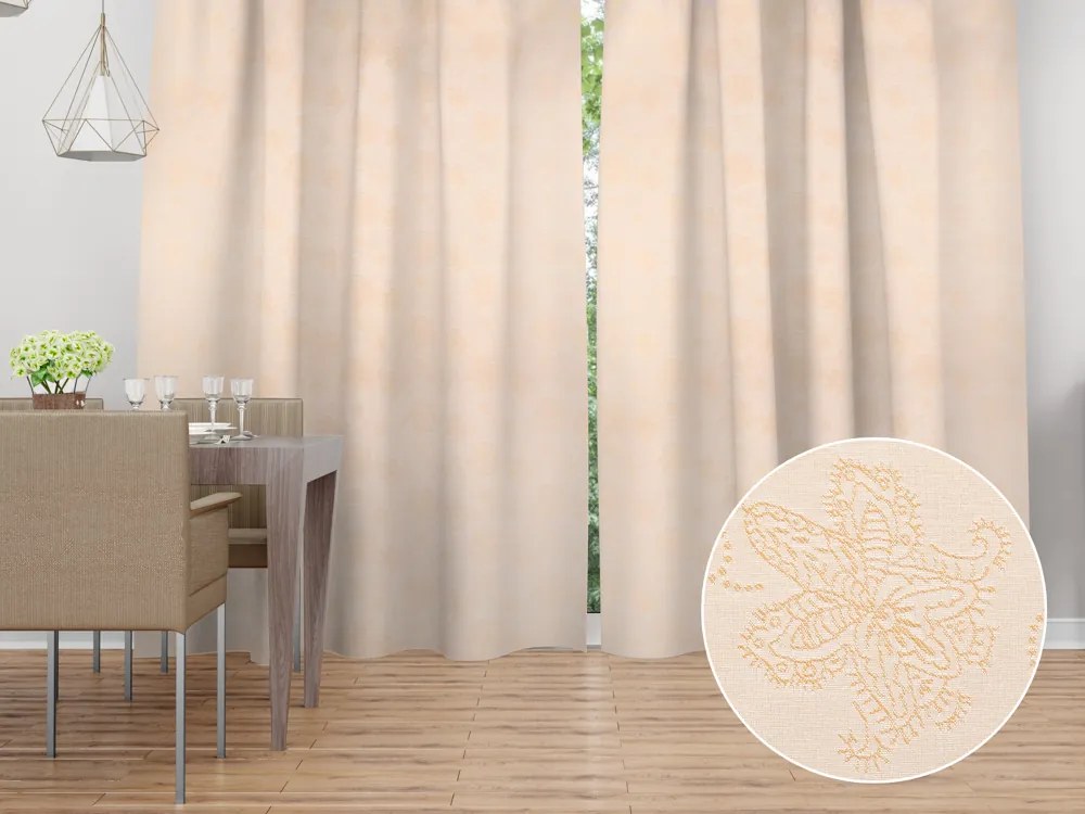 Biante Dekoračný záves TF-099 Zlaté kvetované ornamenty na béžovom 150x200 cm