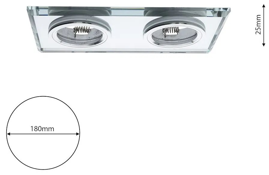 Ecolamp Podhľadové svietidlo Glass Square II, 1x sklenené/strieborné kovové tienidlo, s