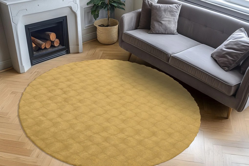 Kusový koberec Diamond Cut 800 Honey kruh, 120x120 (priemer) kruh, hnedá, obývacia izba, Obsession