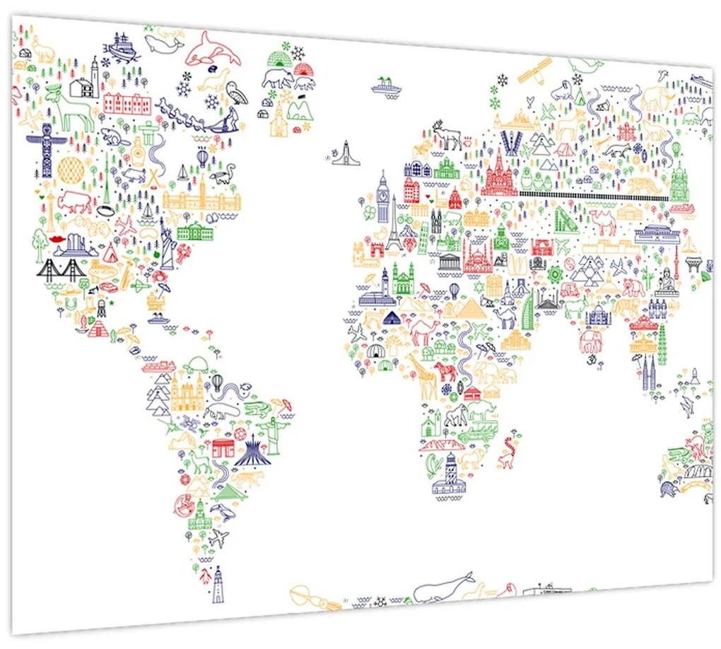 Sklenený obraz - Obrázková mapa (70x50 cm)