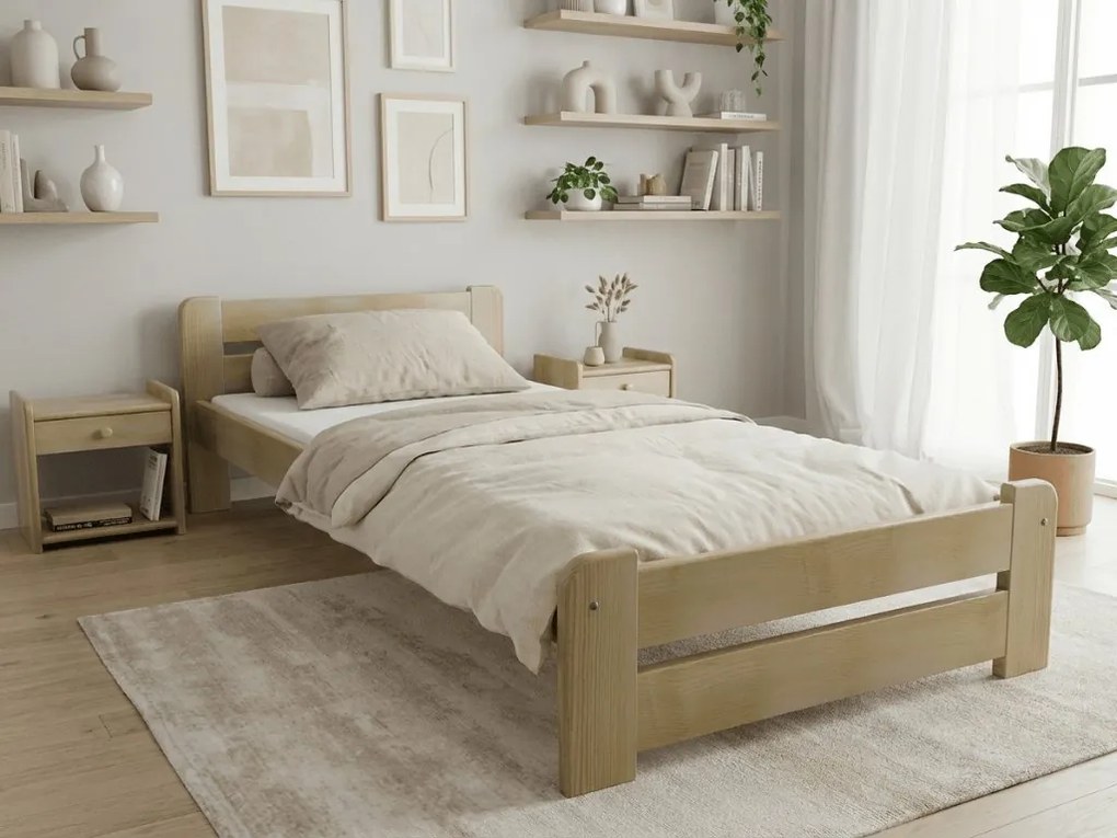 Posteľ Laura 90 x 200 cm, borovica Rošt: S lamelovým roštom, Matrac: Bez matraca