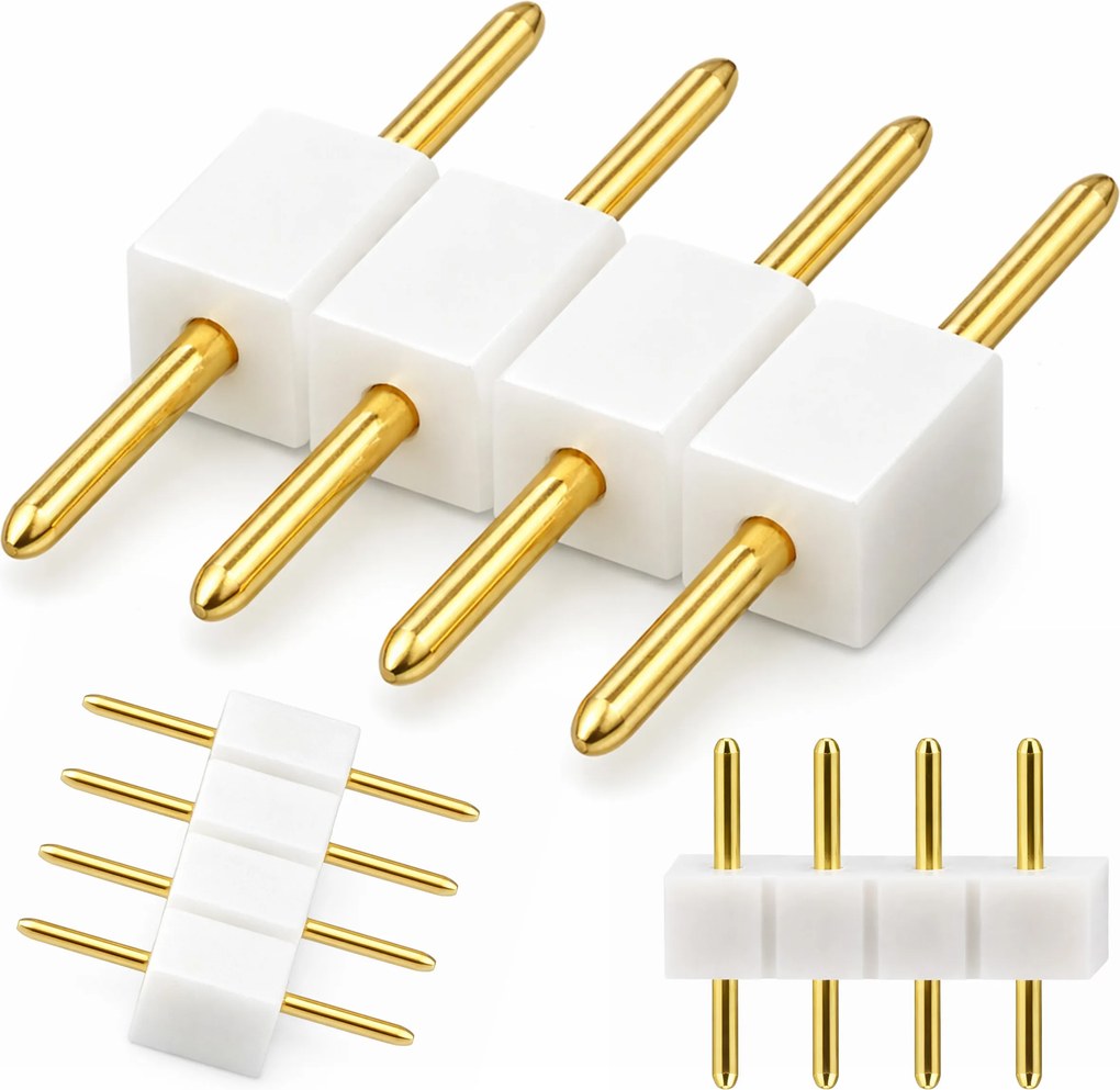 Vidlicový konektor pre RGB LED pásiky, 4-pinový rebríkový konektor, biely